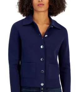 Charter Club Women's Cropped Sweater Blazer, Created For Macy's 11 Charter Club Women's Cropped Sweater Blazer, Created For Macy's -CeCe cloth-shop 23150624 fpx