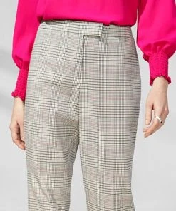 Anne Klein Women's Extended-Tab Straight-Leg Plaid Pants -CeCe cloth-shop 23151405 fpx