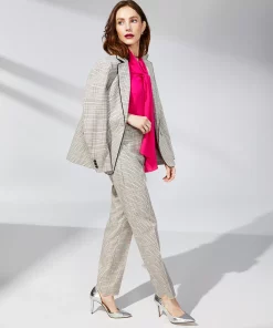 Anne Klein Women's Extended-Tab Straight-Leg Plaid Pants -CeCe cloth-shop 23151406 fpx