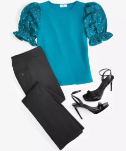 CeCe Women's Mixed Media Puff Sleeve Top 9 CeCe Women's Mixed Media Puff Sleeve Top -CeCe cloth-shop 23158687 fpx