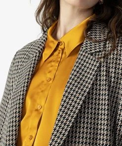 Sanctuary Women's Carly Houndstooth Longline Blazer -CeCe cloth-shop 23159239 fpx