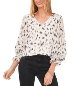 Vince Camuto Women's Printed Blouson-Sleeve Blouse