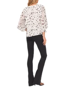 Vince Camuto Women's Printed Blouson-Sleeve Blouse -CeCe cloth-shop 23186081 fpx