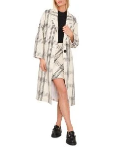 Vince Camuto Women's Plaid Single-Button Lapel Coat