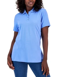 Karen Scott Cotton Short Sleeve Polo Shirt, Created For Macy's -CeCe cloth-shop 23186984 fpx