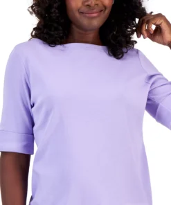 Karen Scott Cotton Boat-Neck Top, Created For Macy's -CeCe cloth-shop 23187943 fpx