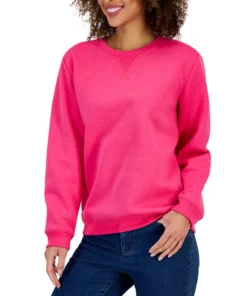 Karen Scott Crew Neck Fleece Sweatshirt, Created For Macy's -CeCe cloth-shop 23197016 fpx
