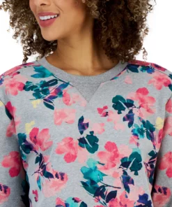 Karen Scott Women's Floral-Print Fleece Sweatshirt, Created For Macy's -CeCe cloth-shop 23197046 fpx