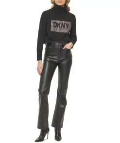 DKNY Jeans Women's Boreum Faux-Leather Flare Pants 8 DKNY Jeans Women's Boreum Faux-Leather Flare Pants -CeCe cloth-shop 23206201 fpx