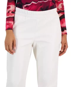 Anne Klein Women's Faux-Leather Pull-On Cinched-Waist Slim Ankle Pants -CeCe cloth-shop 23206635 fpx