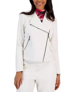 Anne Klein Women's Faux-Leather Zip-Front Moto Jacket -CeCe cloth-shop 23206684 fpx