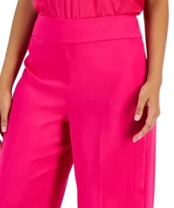 Anne Klein Montreal Satin High-Rise Side-Zip Wide-Leg Pants -CeCe cloth-shop 23206712 fpx