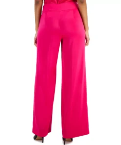 Anne Klein Montreal Satin High-Rise Side-Zip Wide-Leg Pants -CeCe cloth-shop 23206713 fpx
