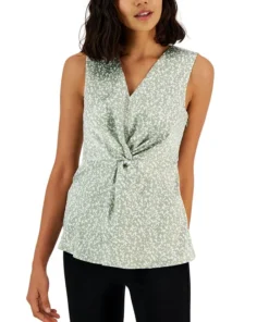 Alfani Women's Printed Twist-Front Top, Created For Macy's