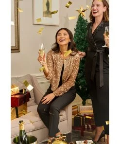 Adrianna Papell Women's Sequined Collarless Jacket 11 Adrianna Papell Women's Sequined Collarless Jacket -CeCe cloth-shop 23220265 fpx