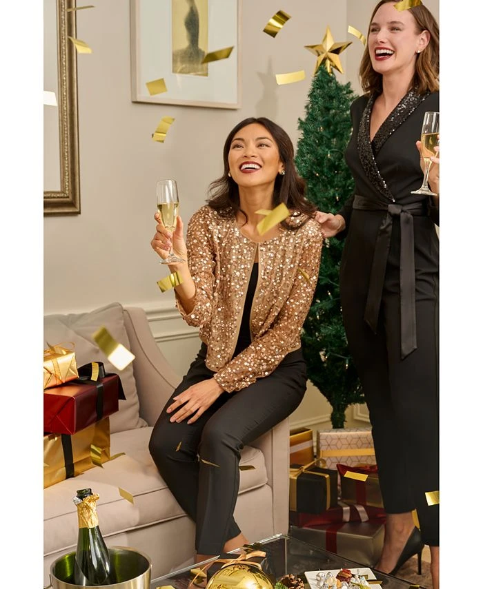 Adrianna Papell Women's Sequined Collarless Jacket 4 Adrianna Papell Women's Sequined Collarless Jacket - Image 4