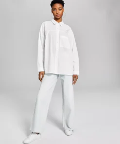 And Now This Women's Cotton Poplin Button-Up Shirt -CeCe cloth-shop 23247361 fpx