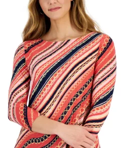 JM Collection Women's Diagonal Chain-Print Top, Created For Macy's 6 JM Collection Women's Diagonal Chain-Print Top, Created For Macy's -CeCe cloth-shop 23261562 fpx