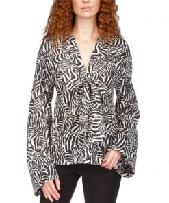 Michael Kors Women's Metallic Zebra-Print Tie Top