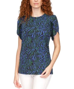 Michael Kors Women's Printed Petal-Sleeve Top, Regular & Petite