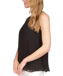 Michael Kors Women's Solid Pleated Chain Halter Top -CeCe cloth-shop 23261936 fpx