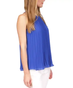 Michael Kors Women's Solid Pleated Chain Halter Top -CeCe cloth-shop 23261947 fpx
