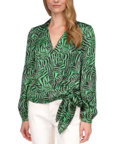 Michael Kors Women's Zebra-Print Wrap Top