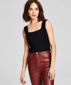 And Now This Women's Sleeveless Square-Neckline Ottoman Top