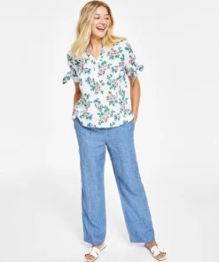 Charter Club Women's Linen Drawstring-Waist Pants, Created For Macy's