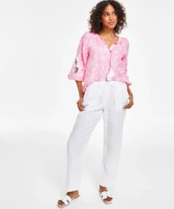 Charter Club Women's Linen Drawstring Pants, Created For Macy's