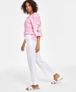 Charter Club Women's Linen Drawstring Pants, Created For Macy's -CeCe cloth-shop 23306878 fpx