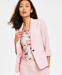 Kasper Women's Single-Button Notched Collar Rolled Sleeve Blazer
