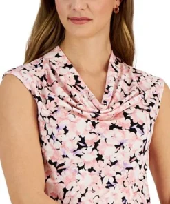 Kasper Women's Floral-Print Cowlneck Sleeveless Top -CeCe cloth-shop 23314513 fpx