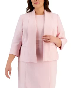 Kasper Plus Size Stretch Crepe Open-Front Jacket -CeCe cloth-shop 23314588 fpx