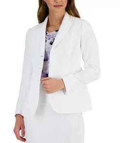 Kasper Women's Button-Front Peak-Lapel Long-Sleeve Jacket -CeCe cloth-shop 23314691 fpx
