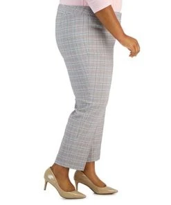 Kasper Plus Size Plaid Mid-Rise Straight-Leg Ankle Pants -CeCe cloth-shop 23314942 fpx