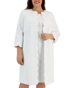Kasper Plus Size Scallop-Trimmed Topper Jacket