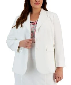 Kasper Plus Size Three-Button Peak Lapel Jacket