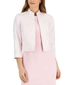 Kasper Women's Floral Jacquard Open-Front 3/4-Sleeve Jacket