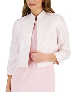 Kasper Women's Floral Jacquard Open-Front 3/4-Sleeve Jacket -CeCe cloth-shop 23315479 fpx