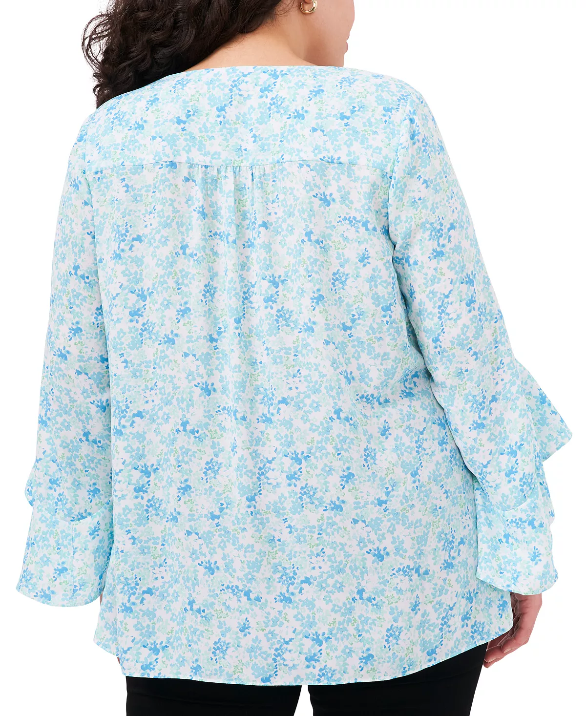 Vince Camuto Plus Size Printed Ruffle-Cuff 3/4-Sleeve Blouse 3 Vince Camuto Plus Size Printed Ruffle-Cuff 3/4-Sleeve Blouse - Image 3