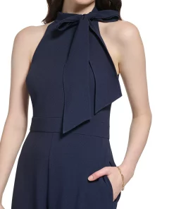 Vince Camuto Women's Signature Stretch Crepe Bow-Neck Halter Jumpsuit -CeCe cloth-shop 23326972 fpx