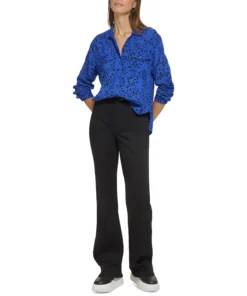 DKNY Jeans Women's Star-Print Button-Front High-Low Top -CeCe cloth-shop 23327532 fpx