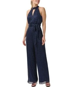 Adrianna Papell Women's Metallic Crinkled Jumpsuit