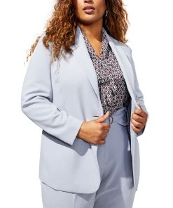 Bar III Plus Size Textured Crepe Single-Button Blazer, Created For Macy's 10 Bar III Plus Size Textured Crepe Single-Button Blazer, Created For Macy's -CeCe cloth-shop 23338793 fpx