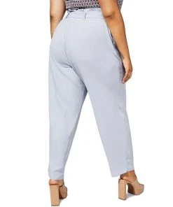 Bar III Plus Size Belted Textured Crepe Pants -CeCe cloth-shop 23338835 fpx