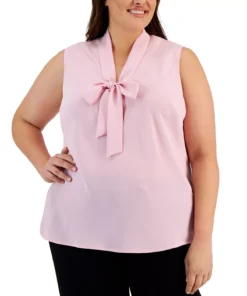 Kasper Plus Size Bow Top -CeCe cloth-shop 23338980 fpx