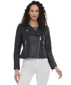 Michael Kors Women's Leather Moto Jacket -CeCe cloth-shop 23350696 fpx 1