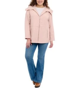 Michael Kors Women's Plus Size Hooded Anorak Raincoat