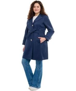Michael Kors Women's Plus Size Single-Breasted Trench Coat 9 Michael Kors Women's Plus Size Single-Breasted Trench Coat -CeCe cloth-shop 23350821 fpx